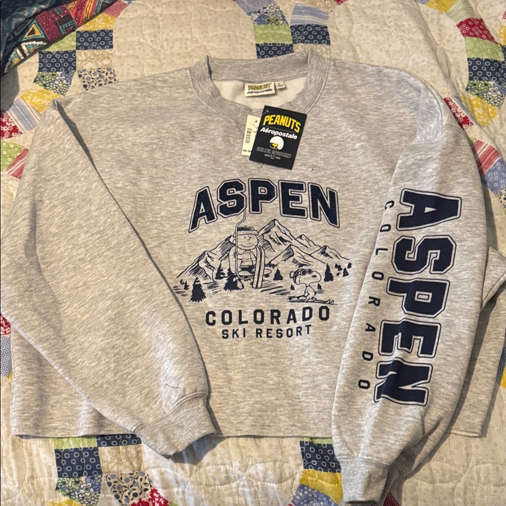 Aeropostale Peanuts Collection Cropped Sweatshirt Large Womens